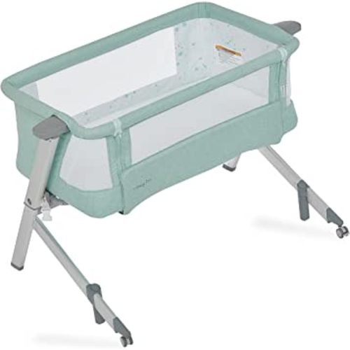 Dream On Me Skylar Bassinet and Bedside Sleeper in Mint, Lightweight and Portable Baby Bassinet, Five Position Adjustable Height, Easy to Fold and Carry Travel Bassinet, JPMA Certified