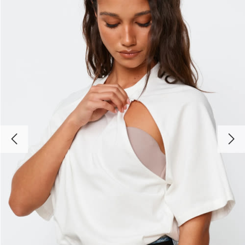 Classique Box-Cut Nursing Tee - White M