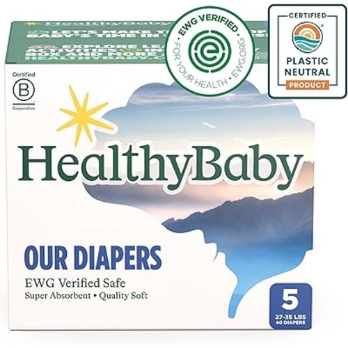 Our Diapers | EWG Verified Safe & Plant-Based Diapers | Absorbent for Leak Protection | Soft Organic Cotton Shell | Chlorine-Free Diaper for Sensitive Skin | Size 5 (40 Diapers)