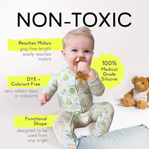 Moonjax Natural Rubber Baby Teething Toys - Baby teether for Infants, Toddlers, Newborns, CPSIA Certified
