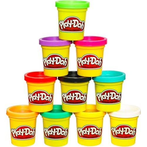 Play Doh Modeling Compound 10-Pack Case of Assorted Colors, Non-Toxic 2 oz. Cans, Halloween Toys & Party Favors, Preschool Toys for Kids, Ages 2+ (Amazon Exclusive)