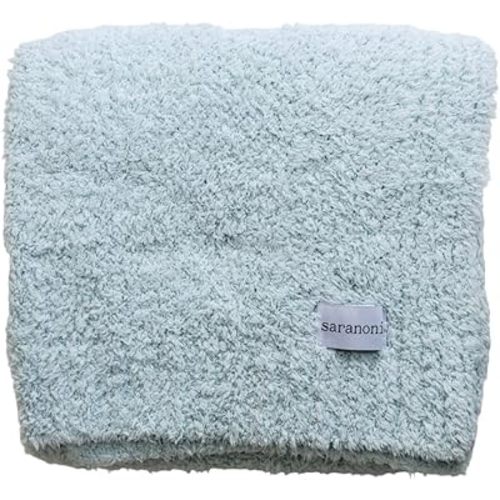 SARANONI Bamboni Luxury Baby Blanket | Plush Blanket for Infant Boys & Girls | Receiving Blanket 30” x 40” | Sky Blue