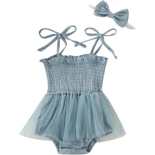 Newborn Baby Girl Bodysuit Sleeveless Halter Frill Romper One-piece Jumpsuit with Headband Summer Clothes Set
