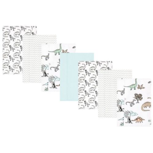 Hudson Baby Cotton Flannel Burp Cloths, Neutral Dino World 7-Pack, One Size