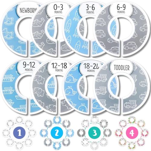 Eli with Love Baby Closet Dividers (Baby Blue) – Fits 1.5" Rod - Set of 8 Baby Clothes Organizers – Organize Nursery Hangers Size/Age