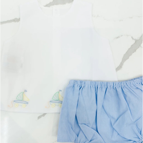 Bailey Diaper Set - Sailboats | Posh Tots Children's Boutique