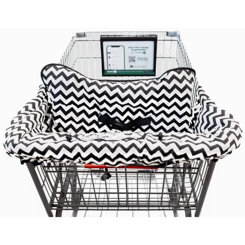 Shopping Cart Cover & Highchair Cover, Soft Cotton, with Phone Pouch, Black & White