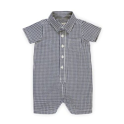 Hope & Henry Baby Seersucker Button Front Romper (blue Seersucker, 0-3 Months)