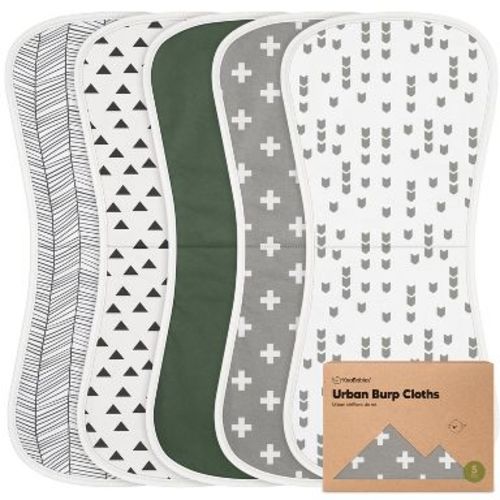 KeaBabies 5pk Urban Baby Burp Cloths, Organic Burping Cloth for Babies, Burp Rags for Baby Girls, Boys (Crossroads)