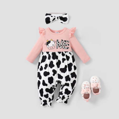 PatPat Baby Girl 2pcs Sweet Long Sleeve Jumpsuit Set