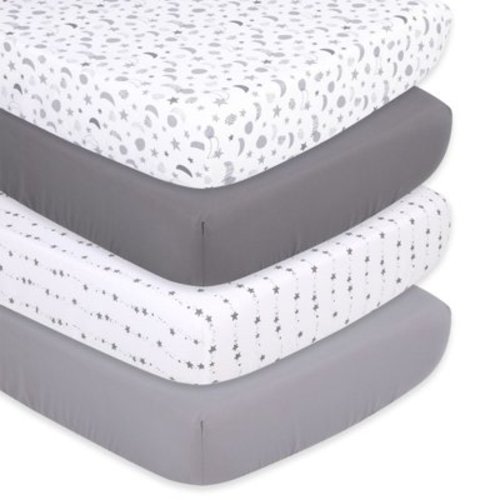 The Peanutshell Gray Celestial Galaxy Microfiber Sheet Sets, Crib, Washable (4 Pieces )
