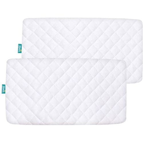 Waterproof Bamboo Bassinet Mattress Cover Compatible with Chicco LullaGo Portable Bassinet, Ultra Soft Surface, 2 Pack, Breathable and Easy Care