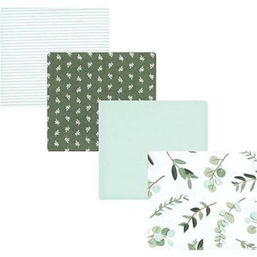 Hudson Baby Unisex Baby Cotton Flannel Receiving Blankets, Eucalyptus, One Size