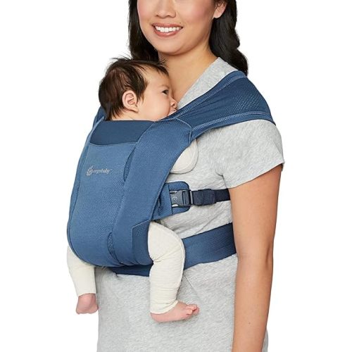 Ergobaby Embrace Cozy Newborn Essentials Baby Carrier Wrap (7-25 Pounds), Soft Air Mesh, Blue