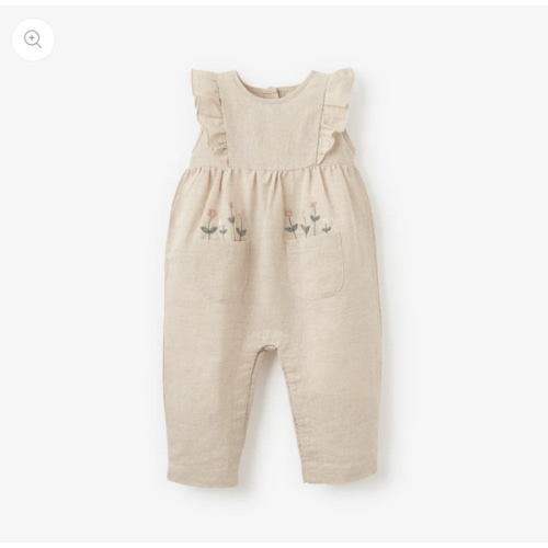 Natural Linen Floral Embroidered Jumpsuit