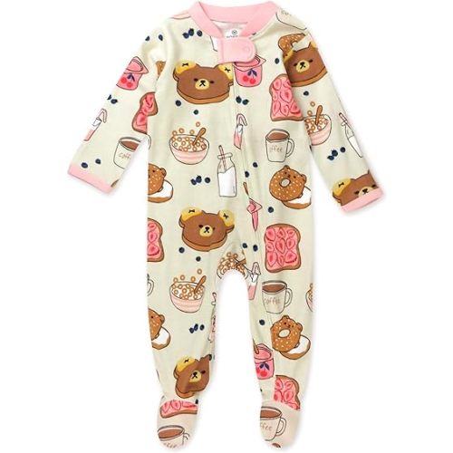 HonestBaby Sleep & Play Footed One-Piece Pajama Sleeper 100% Organic Cotton, Baby Girls