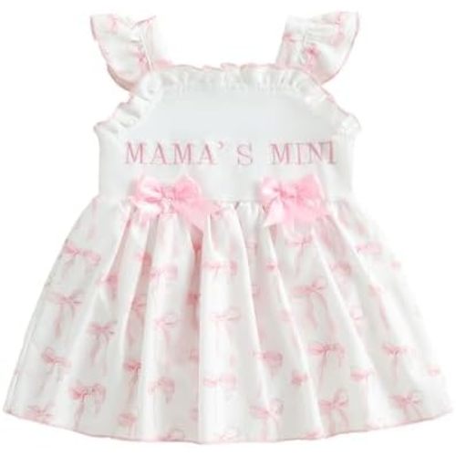 Baby Girl Romper Dress Fly Sleeve Frill Bow Letter Embroidered Floral/Plaid Dresses Infant Newborn Girls Outfit Summer