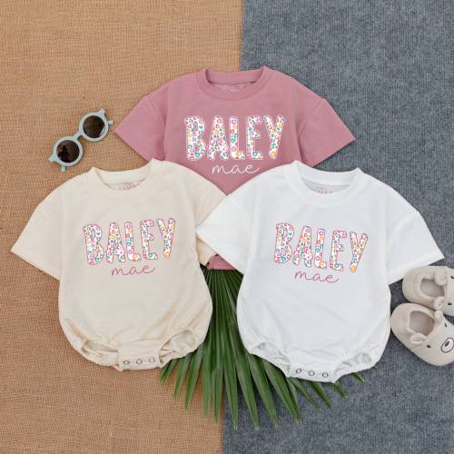 Customized Name Baby Romper,Sweatshirt Bodysuit, Personalized Bubble Romper, Baby Shower Gift, Minimalist Baby Birthday, Baby Christmas Gift
