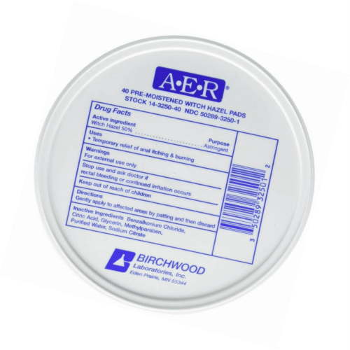 Birchwood A.E.R Witch Hazel Towelette Pads, 14-3250-40, 40 Count