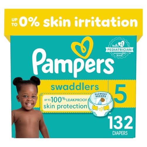 Pampers Swaddlers Diapers - Size 5, One Month Supply (132 Count), Ultra Soft Disposable Baby Diapers