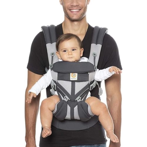 Ergobaby Omni 360 All-Position Baby Carrier for Newborn to Toddler with Lumbar Support & Cool Air Mesh (7-45 Lb), Carbon Grey