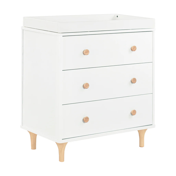 Lolly 3-Drawer Changer Dresser with Removable Changing Tray in White & | Over The Moon