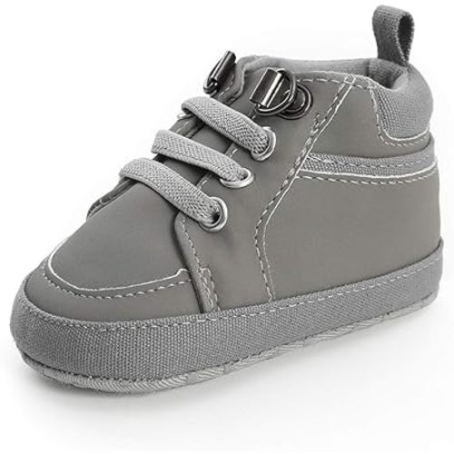 SOFMUO Baby Boys Girls High Top Ankle PU Leather Sneakers Soft Rubber Sole Infant Moccasins Newborn Oxford Loafers Anti-Slip Toddler Wedding Uniform Dress Shoes