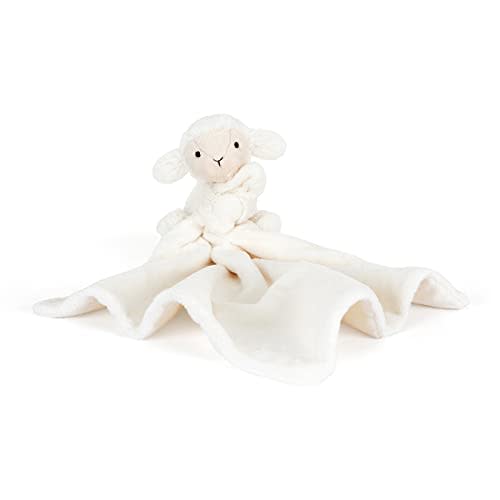 Jellycat Bashful Lamb Soother, 13.5 inches | Security Blanket & Lovey for Babies | Baby Gift