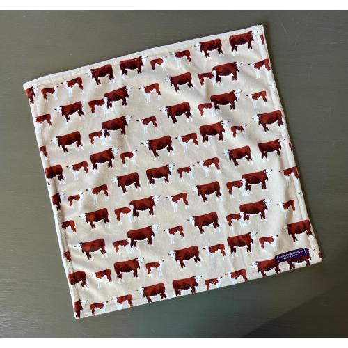 HEREFORD Cattle minky lovey. Small security blanket for baby or toddler. 17 by 17 inch. Farm, ranch, cow decor. Baby shower gift, keepsake.