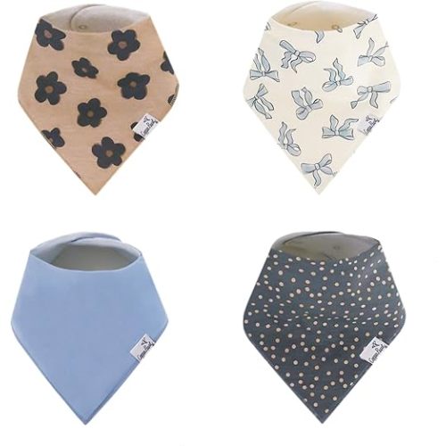 Copper Pearl Baby Bandana Drool Bibs for Drooling and Teething 4 Pack Gift Set Gemma in Tan