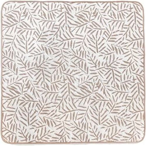 Toddlekind Pretty Practical Mat 100% Organic Cotton 47" x 47”, Reversible, Portable, Travel, Indoor/Outdoor, for Babies/Toddlers, Sandy Lines-Ocean Leaves-Tan (Taupe)