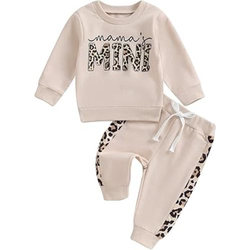 Kupretty Baby Girl Fall Winter Clothes Toddler Outfit Letters Graphic Crewneck Sweatshirts + Joggers Pants Set