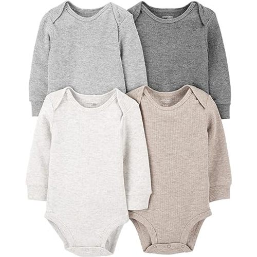 Simple Joys by Carter's Baby 4-pack Soft Thermal Long Sleeve Bodysuits