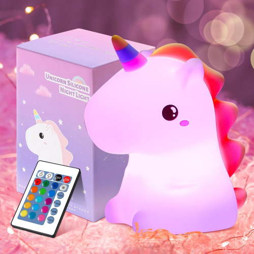 One Fire Unicorn Night Lights for Kids Room, Remote 16 Colors Baby Night Light for Kids, Dimmable Kids Night Light for Bedroom, LED Rechargeable Unicorn Lamp, Unicorns Gifts for Girls Night Light Lamp