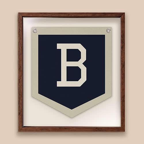 Lacama Toddler Boys Room Decor，Vintage Name Pennant Flag for Toddler Bedroom Playroom Kidsroom，Nursery Name Sign for Boys，Letter Wall Decor，Baby Boy Christmas Gifts，Initial Monogram M 12x14 in