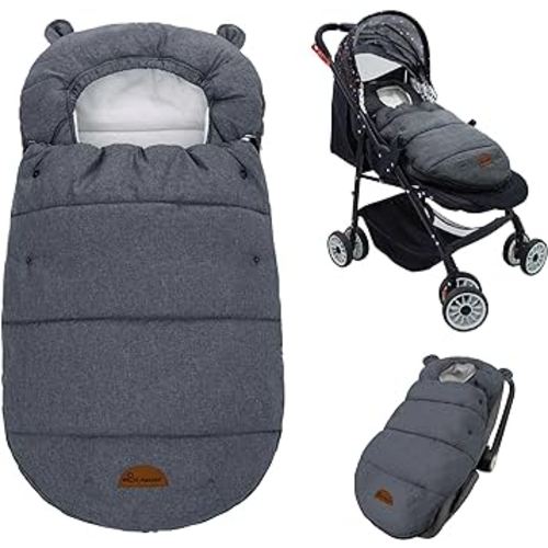 Universal Footmuff for Stroller, Baby Bunting Bags, Winter Windproof Warm Pram Footmuffs, Water Resistant Sleeping Bag with Hood for Strollers, Pushchairs, Prams, Car Seat, 30"*17.5"