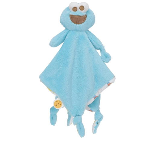 Kids Preferred Sesame Street Cookie Monster Blanky Made of Soft Material with Knotted Corners and Pacifer Loop for Babies and Infants