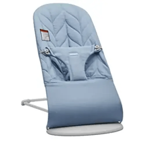 BabyBjörn Bouncer Bliss, Light Gray Frame, Cotton, Petal Quilt, Blue