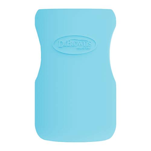 Dr. Brown's Natural Flow Options+ Glass Baby Bottle Sleeves,100% Silicone,9 oz,Wide-Neck,Blue
