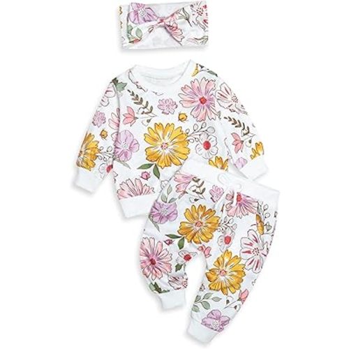 Baby Girl Sweatshirt Clothes Pants Set Joggers Toddler Fall Outfit Infant Sweatsuit