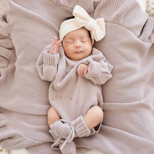 Personalized Knit Sweater Bubble Romper | Iris