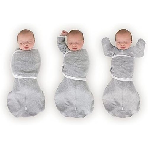 SwaddleDesigns 6-way Omni Swaddle Sack Arms Up Swaddle for Newborn, More Options to Calm Startle Reflex, Improves Sleep, Easy Transition Baby Sleep Sack, Small, 0-3 month, Heathered Gray