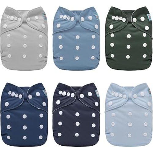 ALVA Baby Cloth Diapers 6 Pack with 12 Inserts Diaper Covers for 0-3T Boy