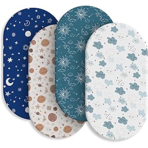 Baby Bassinet Sheets,4-Pack Fitted Bassinet Sheets Set Compatible with Halo Bassinest Swivel Sleeper,(Starry Universe)