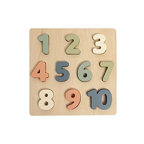 Pearhead Wooden 123 Numbers Puzzle, Colorful Counting, Interactive Montessori Learning Board Educational Toy, Modern Baby and Toddler Gift for Boys or Girls