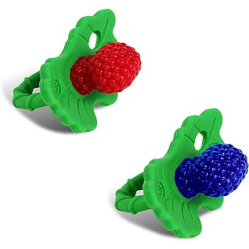 RaZbaby 2-Pack Silicone Berrybumps Baby Teething Toys - BPA Free, Hands Free Design, Teething Relief