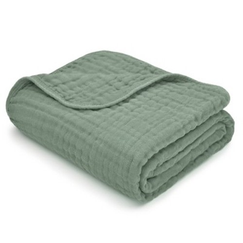 Baby Muslin Blanket, Large 40" X 40" By Comfy Cubs, Color: Fern