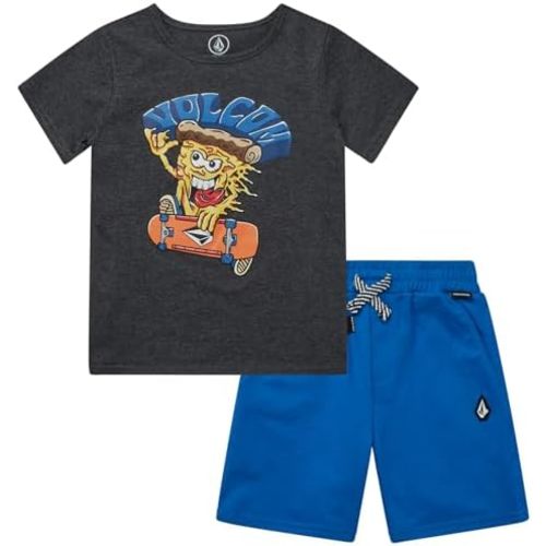 Volcom Toddler Boy Shorts Set - 2 Piece Short Sleeve Graphic Tees and Shorts for Boys - Toddler & Little Boys Summer Outfits