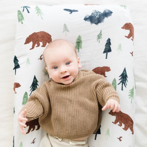 Cotton Muslin Changing Pad Cover in Yosemite | Saranoni