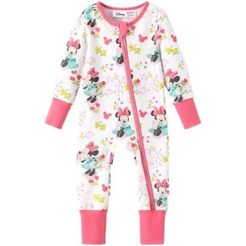 Disney Princess Ariel Belle Moana Mickey Minnie Baby Organic Cotton Footie Zipper Pajamas Newborn Infant Romper